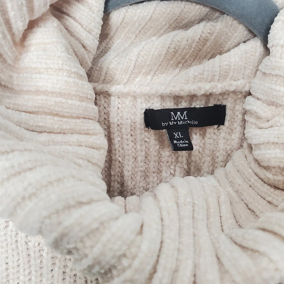 MM by Michelle Super Soft Cropped Sweater/Turtleneck, Cream, Gray, Tan Womens XL - Picture 4 of 4